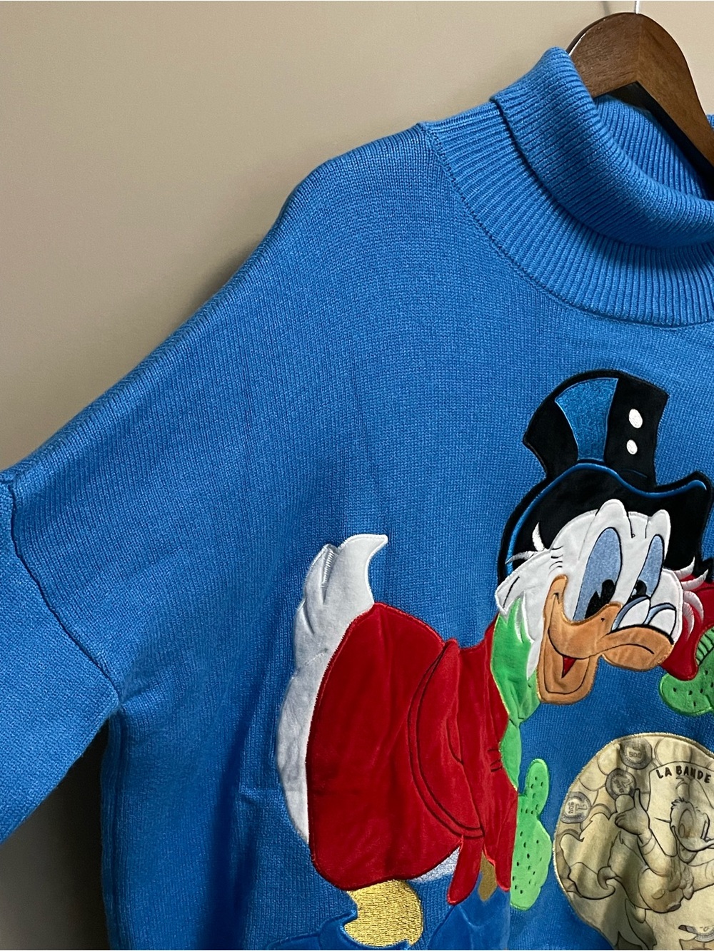 Disney Scrooge Monobrend Blue Turtleneck Sweater Oversized Women’s Medium - Picture 4 of 14